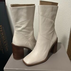 Franco Sarto Cream Ankle Boots